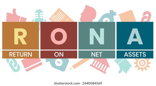 RONA Return On Net Assets acronym. business concept background. vector illustration concept with keywords and icons. lettering illustration with icons for web banner.