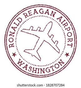 Ronald Reagan Airport Washington Stamp. Airport Of Washington Round Logo. Vector Illustration.