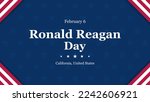 Ronald Reagan day, California United States background vector flat style. Suitable for poster, cover, web, social media banner.