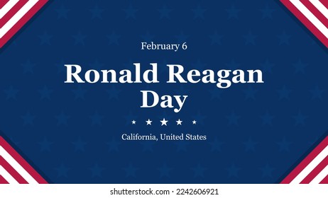 Ronald Reagan day, California United States background vector flat style. Suitable for poster, cover, web, social media banner.