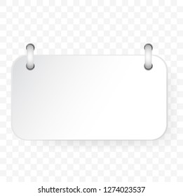 ronded corner rectangle white paper cut tag with spiral binder, asymetric rectangle at transparent effect background
