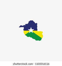 Rondonia - Brazil Map and Flag of Vector Illustration