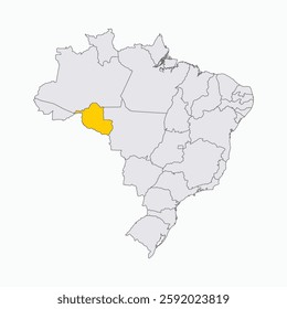 Rondonia Region highlighted on Brazil map