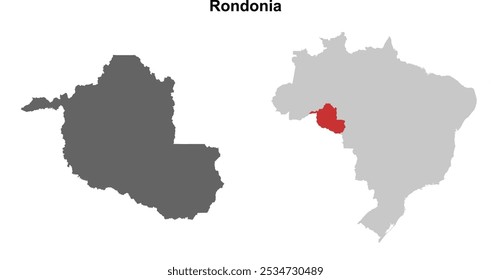 Conjunto de mapa de esquema en blanco del estado de Rondonia