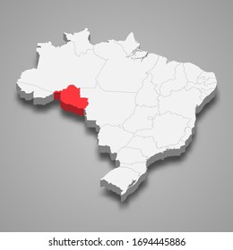 Rondonia state location within Brazil 3d map