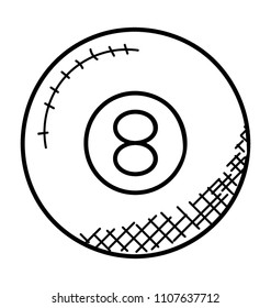 
A ronf and small ball with number 8 written used in billiard and snooker playing.

