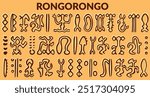 Rongorongo on Easter island or Rapa Nui. Isolated vector cartoon wooden board. Undeciphered captions ancient peoples. Ancient gryph with old texts. illustration for computer and board games.