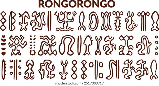 Rongorongo na ilha de Páscoa. Placa isolada de madeira de desenho animado. Legendas não decifradas de povos antigos. Grafo antigo com textos antigos. ilustração para jogos de computador e de tabuleiro.