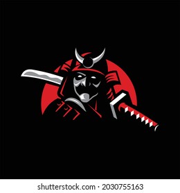 Ronin head mascot logo design