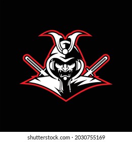 Ronin head mascot logo design