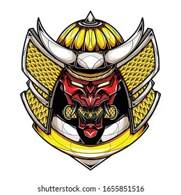 Ronin illustration with a devil mask