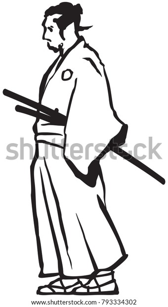 Ronin Japanese Samurai Engraver Style Black Stock Vector (Royalty Free ...