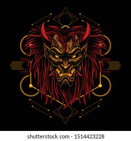 Ronin longish mask Devil evil vector illustration geometry