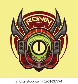 ronin mecha helmet vector illustration design