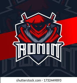 ronin ninja mascot esport logo design