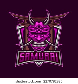 Ronin Samurai E-Sport Logo. Samurai Ronin Face Mask Logo Design Vector Icon Symbol Template