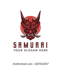 Ronin Samurai Face Mask Logo Icon Symbol Template.