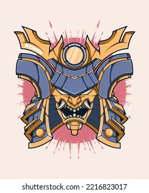Ronin Samurai Head Illustration Vector Image