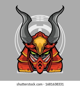 ronin samurai head mecha vector illustration design