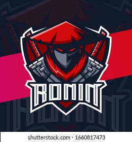 Ronin Samurai Mascot Character Esport Logo Stock Vector (Royalty Free ...