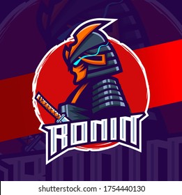 ronin samurai mascot esport logo personaje de diseño