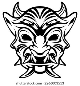 Ronin Samurai Vector Black And White Mask Helmet Logo Vector illustration