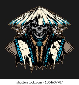 Ronin Skull In Hat Illustration