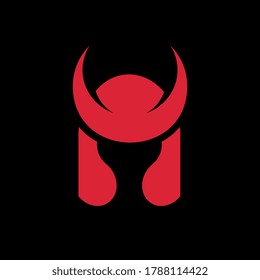 Ronin warrior logo icon design template elements, samurai helmet symbol illustration