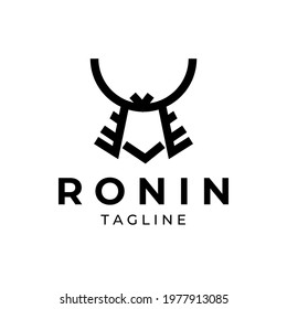 ronin,samurai logo line art vector illustration design