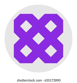 Roof abstract icon Branding Identity Corporate logo. Vector. Violet flat icon on light gray circle at white background. Isolated.