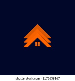 Roof with arrow icon logo vector design template concept. isolated on black background
