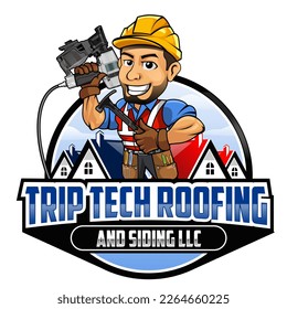 Roof Builder Repair Mascot Logo