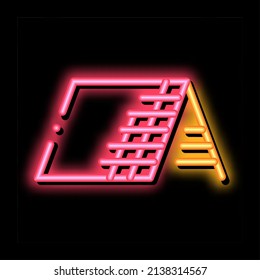 roof building exterior neon light sign vector. Glowing bright icon roof building exterior sign. transparent symbol illustration