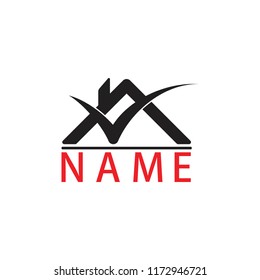 roof with check mark logo vector