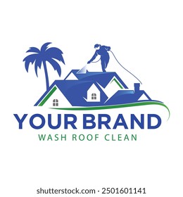 Roof Cleaning Logo Template. Roofing Maintenace Logo Business.