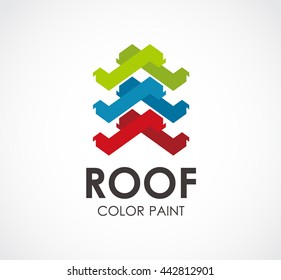 Roof of color paint abstract vector and logo design or template construction house business icon of company identity symbol concept