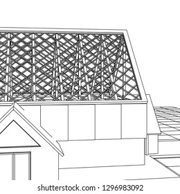
roof construction, 3d illustration
