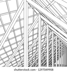 
roof construction, 3d illustration