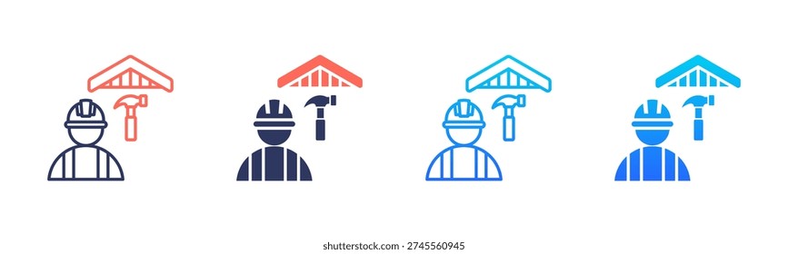 Roof Contractor Icon Pack In Multiple Styles