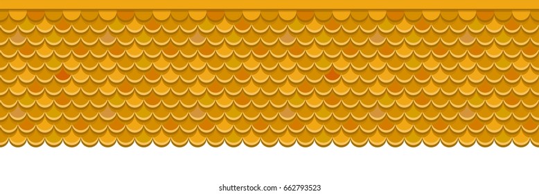 Roof covered with red clay tiles. Vector background