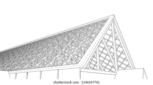 diseño del techo de la representación 3d de la casa