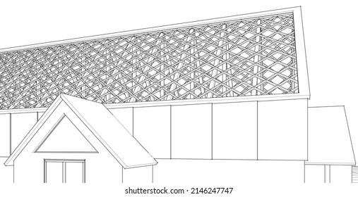 roof design of the house 3d rendering
