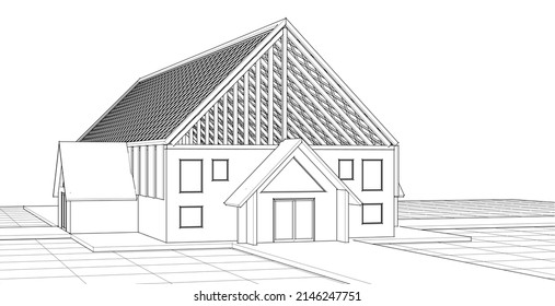 Dachdesign des Hauses 3d Rendering
