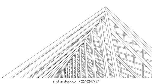 roof design of the house 3d rendering