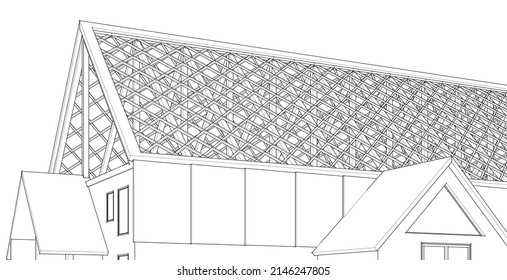 diseño del techo de la representación 3d de la casa