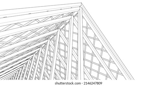 roof design of the house 3d rendering