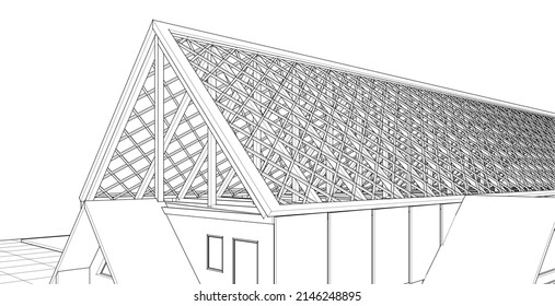 diseño del techo de la representación 3d de la casa