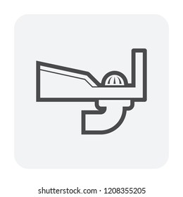 Roof drain vector icon consist of bowl, extension pipe, cover dome strainer or guard to assembly, install in concrete gutter. Drainage system to drain rain water from deck floor, roof slab or rooftop.