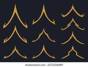 Roof gable in thai style buddhism buddhis. Southeast Asia. Vector illustration