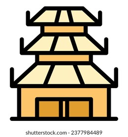 Roof garden icon outline vector. Japan palace. China building color flat